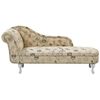 Chaise Longue Tapizado En Poliéster Beige Con Estampado Impreso Acolchado Izquierdo Con Tachuelas Decorativas Patas Blancas Nimes - Beige