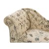 Chaise Longue Tapizado En Poliéster Beige Con Estampado Impreso Acolchado Izquierdo Con Tachuelas Decorativas Patas Blancas Nimes - Beige