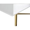 Mesa De Centro Rectangular Tablero De Vidrio Templado Blanco Patas Doradas Base De Acero Inoxidable 100 X 50 Cm Glam Emporia - Blanco