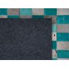 Alfombra De Piel Turquesa Y Gris Patrón A Cuadros 160 X 230 Cm Estilo Moderno Ecléctico Nikfer - Azul