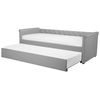 Cama Nido Tapizada Gris Claro 90 X 200 Cm Con Somier Y Cabecero Acolchado Libourne - Gris