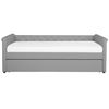 Cama Nido Tapizada Gris Claro 90 X 200 Cm Con Somier Y Cabecero Acolchado Libourne - Gris