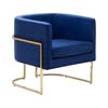 Sillón De Terciopelo Azul Oscuro Dorado Metal Respaldo Glamour Sala De Estar Dormitorio Sirkka - Azul