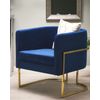 Sillón De Terciopelo Azul Oscuro Dorado Metal Respaldo Glamour Sala De Estar Dormitorio Sirkka - Azul