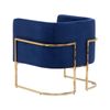 Sillón De Terciopelo Azul Oscuro Dorado Metal Respaldo Glamour Sala De Estar Dormitorio Sirkka - Azul