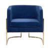 Sillón De Terciopelo Azul Oscuro Dorado Metal Respaldo Glamour Sala De Estar Dormitorio Sirkka - Azul