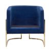 Sillón De Terciopelo Azul Oscuro Dorado Metal Respaldo Glamour Sala De Estar Dormitorio Sirkka - Azul