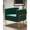 Sillón De Terciopelo Verde Oscuro Dorado Metal Respaldo Glamour Sala De Estar Dormitorio Sirkka - Verde