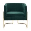 Sillón De Terciopelo Verde Oscuro Dorado Metal Respaldo Glamour Sala De Estar Dormitorio Sirkka - Verde