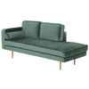 Chaise Longue Tapizado En Terciopelo Verde Menta Versión Izquierda Patas De Metal Diseño Moderno Miramas - Verde