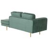 Chaise Longue Tapizado En Terciopelo Verde Menta Versión Izquierda Patas De Metal Diseño Moderno Miramas - Verde