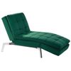 Chaise Longue De Terciopelo Verde Esmeralda Plateado Respaldo Reclinable Capitoné Loiret - Verde