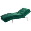 Chaise Longue De Terciopelo Verde Esmeralda Plateado Respaldo Reclinable Capitoné Loiret - Verde