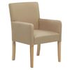 Silla De Comedor Tapizada En Tela Beige Con Patas De Madera Asiento Elegante Con Reposabrazos Rockefeller - Beige