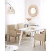 Silla De Comedor Tapizada En Tela Beige Con Patas De Madera Asiento Elegante Con Reposabrazos Rockefeller - Beige