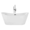 Bañera Independiente De Acrílico Blanco Plateado Con Rebosadero 150 Cm Moderno Antigua - Blanco