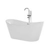 Bañera Independiente De Acrílico Blanco Plateado Con Rebosadero 150 Cm Moderno Antigua - Blanco