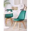 Conjunto De 2 Sillas De Comedor De Terciopelo Verde Madera Clara Dakota Ii - Verde