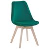 Conjunto De 2 Sillas De Comedor De Terciopelo Verde Madera Clara Dakota Ii - Verde