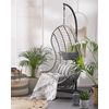 Silla Colgante De Ratán Gris Con Estructura Metálica Para Interior-exterior Forma Curva Boho Pineto - Gris