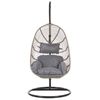 Silla Colgante De Ratán Gris Con Estructura Metálica Interior-exterior Forma De Huevo Estilo Boho Casoli - Gris