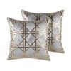 Conjunto De 2 Cojines Decorativos Patrón Diamantes Geométrico Gris 45 X 45 Cm Decoración Glamour Cassia - Gris