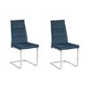 Conjunto De 2 Sillas De Comedor De Terciopelo Azul Tapizadas Cantilever Patas Plateadas Diseño Moderno Rockford - Azul