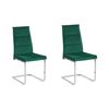 Conjunto De 2 Sillas De Comedor De Terciopelo Verde Tapizadas Cantilever Patas Plateadas Diseño Moderno Rockford - Verde