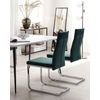 Conjunto De 2 Sillas De Comedor De Terciopelo Verde Tapizadas Cantilever Patas Plateadas Diseño Moderno Rockford - Verde