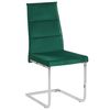 Conjunto De 2 Sillas De Comedor De Terciopelo Verde Tapizadas Cantilever Patas Plateadas Diseño Moderno Rockford - Verde