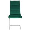 Conjunto De 2 Sillas De Comedor De Terciopelo Verde Tapizadas Cantilever Patas Plateadas Diseño Moderno Rockford - Verde