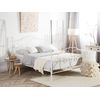 Cama Con Somier De Metal Blanco Con Marco Decorado 140 X 200 Cm Estilo Moderno Y Minimalista Dinard - Blanco