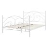 Cama Con Somier De Metal Blanco Con Marco Decorado 140 X 200 Cm Estilo Moderno Y Minimalista Dinard - Blanco