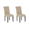 Conjunto De 2 Sillas De Comedor Tapizadas En Tela Beige Glam Diseño Moderno Patas De Madera Negras Velva - Beige