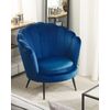 Sillón Tapizado En Terciopelo Azul Oscuro Moderno Con Patas De Metal Estilo Retro Lovikka - Azul