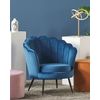 Sillón Tapizado En Terciopelo Azul Oscuro Moderno Con Patas De Metal Estilo Retro Lovikka - Azul