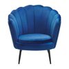 Sillón Tapizado En Terciopelo Azul Oscuro Moderno Con Patas De Metal Estilo Retro Lovikka - Azul