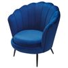 Sillón Tapizado En Terciopelo Azul Oscuro Moderno Con Patas De Metal Estilo Retro Lovikka - Azul