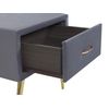 Mesa De Noche De Terciopelo Gris Dorado 46 X 38 Cm Cajón Dormitorio Flayat - Dorado