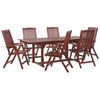 Conjunto De Comedor De Jardín En Madera De Acacia Oscura Con Sillas Ajustables Plegables Toscana - Madera Oscura