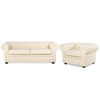 Conjunto De Sofás 4 Plazas En Piel Crema Chesterfield