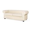 Conjunto De Sofás 4 Plazas En Piel Crema Chesterfield