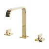 Grifo Mono Mando Para Lavabo De Palanca Doble Para Baño Moderno De Metal Dorado Brillante Kagera - Dorado