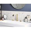 Grifo Mono Mando Para Lavabo De Palanca Doble Para Baño Moderno De Metal Dorado Brillante Kagera - Dorado