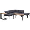 Conjunto De Sala De Estar 5 Plazas De Metal Negro Gris Oscuro Madera Clara Cojines Mesa Messina - Negro