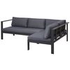 Conjunto De Sala De Estar 5 Plazas De Metal Negro Gris Oscuro Madera Clara Cojines Mesa Messina - Negro