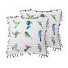 Conjunto De Cojines Decorativos Con Estampado De Pájaros Multicolor 45 X 45 Cm Decoración Moderna Con Borlas Mallow - Multicolor