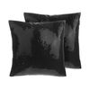 Conjunto De Cojines Decorativos Con Lentejuelas Negro 45 X 45 Cm Decoración Moderna Glamour Brillante Aster - Negro