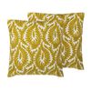 Conjunto De Cojines Decorativos De Algodón Amarillo Con Un Tono Caqui Patrón De Hoja 45 X 45 Cm Decoración Moderna Floral Primula - Amarillo