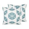 Conjunto De Cojines Decorativos De Jardín De Poliéster Blanco Y Azul 45 X 45 Cm Patrón Geométrico Triangular Rigosa - Azul